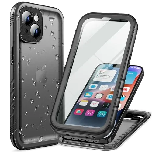 Cozycase Top Funda 360 Antigolpes Impermeable para iPhone 14, Negro