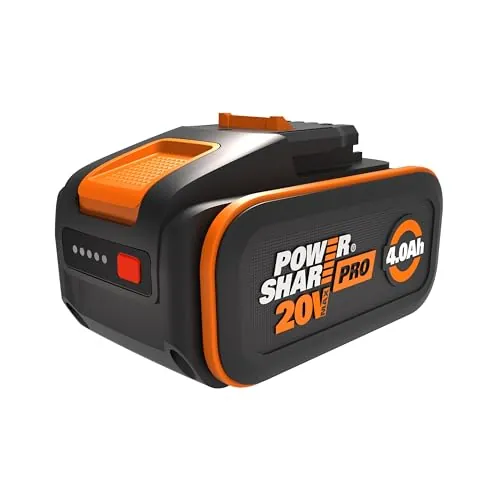 WORX PowerShare Pro WA3644 - Batería Recargable de Iones de Litio (20 V, 4,0 Ah, Mayor Seguridad y Mayor Tiempo de Funcionamiento, con indicador LED, innovadora tecnología Heatshield, Adecuada para