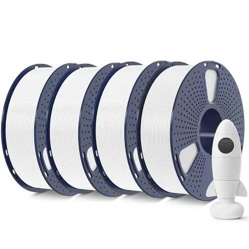 SUNLU Paquete de filamentos para impresora 3D, PLA mate, 1,75 mm, perfectamente enrollado, acabado mate, para 99 % de impresoras 3D FDM, carrete de 1 kg, 4 uds. (4 kg en total) todas blancas