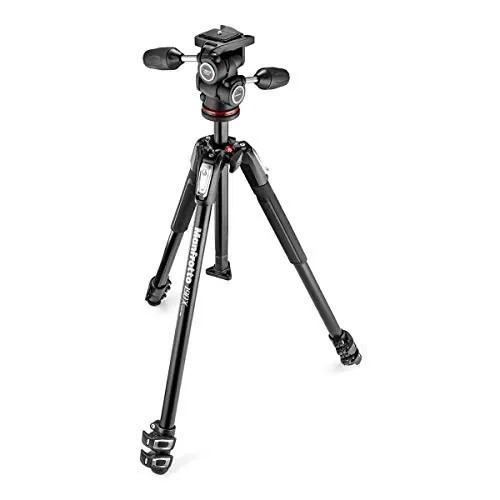 Manfrotto MK190X3-3W Kit Trípode de Aluminio de 3 Secciones con Cabezal Fluido de 3 Vías – Trípode Foto/Vídeo para Cámaras Réflex y sin Espejo, Negro/Antracita