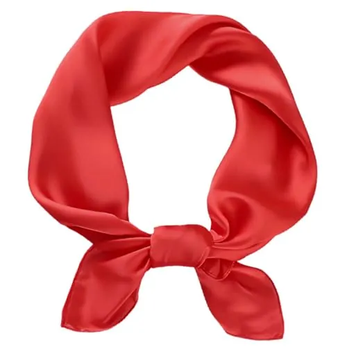 BSBUY Pañuelo Cuello Mujer, 70x70cm Pañuelo Cuadrado Sedoso para Mujer, Pañuelo de Seda Ligero, Pañuelo Rojo Cuello, Pañuelo Elegante, Regalo para Mujer