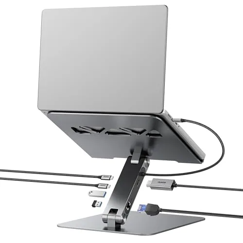 BENFEI Soporte para Portátil con Docking Station USB C 6 en 1, HDMI 4K@60Hz, Ethernet Gigabit, Carga Rápida 100W, 10Gbps 1*USB C 3.2 y 2*USB A 3.2 Compatible con MacBook Pro/Air, iPad Pro