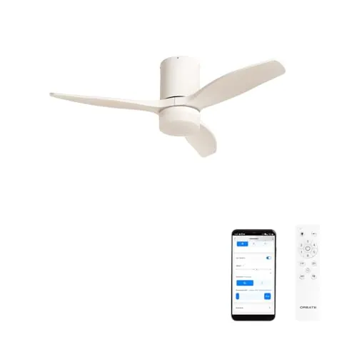 CREATE/WINDCALM S/Ventilador de techo ABS con luz blanco con Wifi y mando / 40W, Silencioso, Ø112 cm, 6 velocidades, 3 temperaturas de luz, temporizador, función verano-invierno