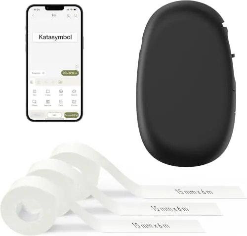 SUPVAN E10 Etiquetadora Bluetooth con con 3 Rollos 6m Impermeable Etiquetas | App con 30+ Fuentes y 600+ Símbolos, Recargable, Compatible con 40+ Tipos de Etiquetas, Ideal para Hogar, Escuela, Oficina