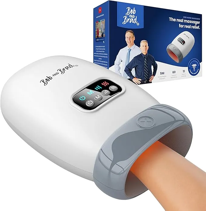 BOB AND BRAD H60 Masajeador de Manos con Calor y Compresión, Alivia Dolor de Artritis y Síndrome del Túnel Carpiano, Masaje Relajante para Muñecas y Dedos, Regalo para Hombres, Mujeres