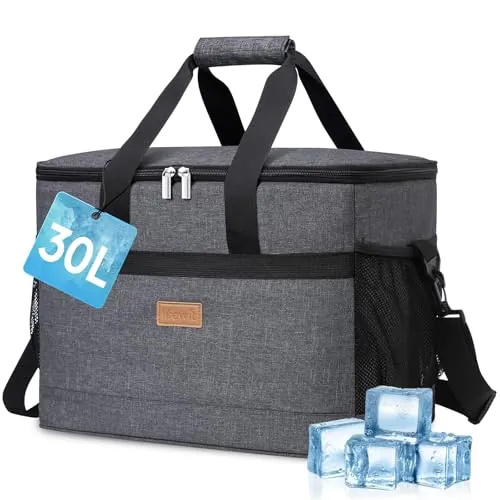Lifewit Nevera Portatil 30L, Bolso Neveras Isotermica para Hombre, Grande Bolsas Termica Porta Alimentos, Cooler Bag Tela Plegable para Playa, Camping, Viaje, Trabajo, Picnic, Gris Oscuro