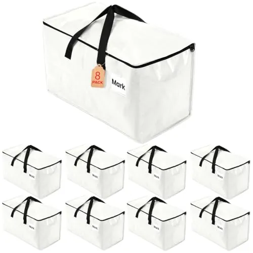ZFWDSY Bolsas de mudanza 8 Piezas,Bolsas de Almacenamiento cajas mudanza | 93L Bolsa de almacenamiento Grande Bolsas de Lavandería para Guardar Ropa y Embalar,adecuada para ropa,ropa de cama