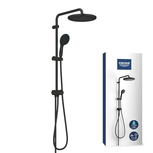 GROHE Vitalio Start System 250 Quickfix, Sistema de ducha con inversor 2 chorros de ducha (Rain, SmartRain), Negro Mate 266802431