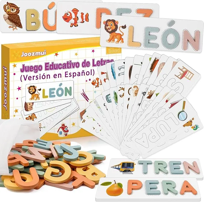 Joozmui Juguetes Niños 3 4 5 6 7 8 Años, Juegos Educativos Niños 3-8 Años Regalo Niña 3-8 Años Juegos para Niño Juguetes Niña Aprender a Leer Juguetes Montessori Scrabble Español