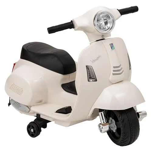 Baroni Toys Scooter Eléctrico para Niños con Licencia Oficial, Moto con Ruedas, Manillar, Faros y Bocina, Motor 6V, Velocidad 3 km/h, Interior y Exterior, 61x31x32.5 cm (Blanco)