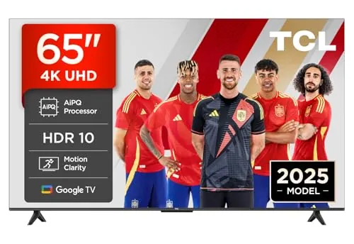 TCL 65V6C Televisor 65 Pulgadas 4K Smart TV LED, HDR, Google TV, Dolby Audio, Alexa y Google Assistant, Chromecast Built-in, Motion Clarity