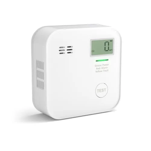 Smartwares Detector de CO, Sensor de 10 Años, Batería de 10 Años, Pantalla | Alarma 85 dB, Indicador LED, Tornillos incluidos, Carcasa ABS, FGA-13091