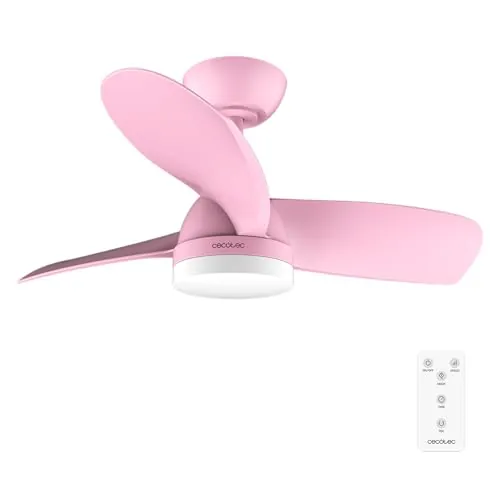 Cecotec Ventilador de Techo con Luz EnergySilence Aero 3050 Pink. 35 W, Motor DC, Diámetro 36” con luz LED, Mando a distancia, Temporizador, 6 Velocidades y 3 Aspas