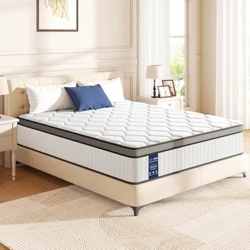 BedStory Colchón Híbrido 135x190 cm para Dos Personas, Muelles Ensacados, Altura 31 cm, Ergonomico + Alta Transpirabilidad
