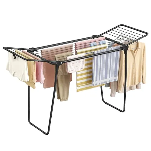 SONGMICS Tendedero Plegables, con Alas de Metal, 158 x 53 x 93 cm