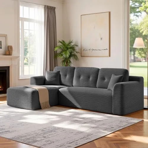 VASAGLE Sofá Esquinero Sin Montaje, Sofá Modular de 244 cm
