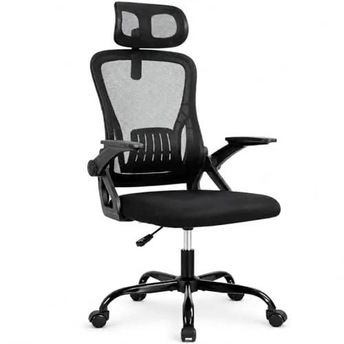 Silla de Oficina | Escritorio o Estudio Ergonómica con Ruedas | Reposacabezas y Reposabrazos Ajustables | Soporte Lumbar | Respaldo de Malla Transpirable | Altura Regulable | Ideal casa o Trabajo