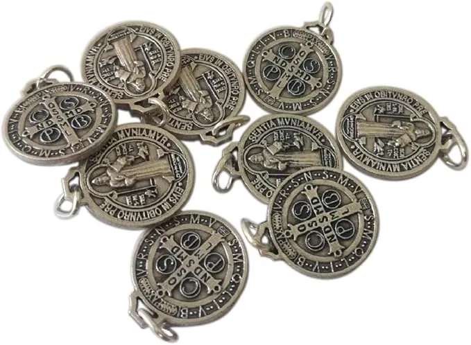 Eurofusioni San Benito Medalla plata chapeada - Diámetro 1,5 cm - 10 medallas