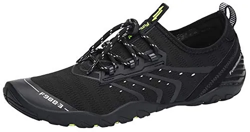 SAGUARO Escarpines Hombre Mujer Zapatos de Agua Ligeros Calzado Playa Transpirables Zapatillas Deportes Acuáticos para Surf Natación Piscina Vela Mares Rocas Río, Negro ébano, 45 EU
