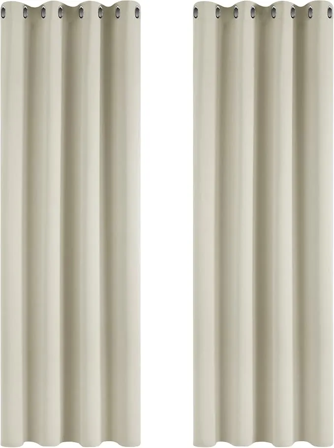 Deconovo Cortinas Opacas Termicas Aislantes para Salon Dormitorio Moderno para Ventanas 2 Paneles 140 x 245 cm Beige Claro