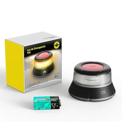 HIBRON ZTE Luz Emergencia Baliza V16 Homologada DGT con Geolocalización, Baliza Coche Conectada DGT 3.0, Datos Incluidos hasta 12/2038