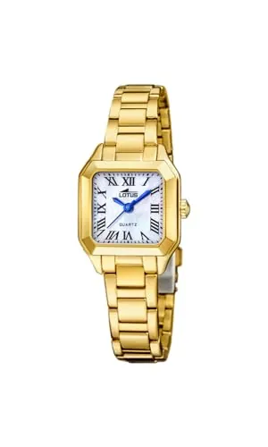 LOTUS Reloj Mujer Analógico de Acero Inoxidable 316l Dorado - Movimiento de Cuarzo - Cristal Mineral de Alta Resistencia - Resistente al Agua 5 ATM 19037/2 - Old Money