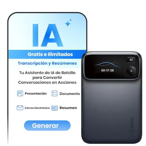 Comu Action Pro Grabadora de Voz IA, Grabadora Profesional con Agente IA
