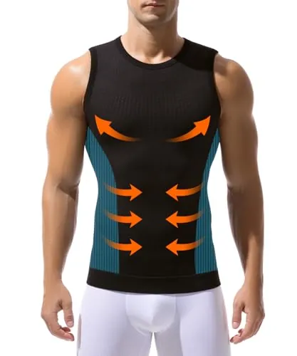 Casey Kevin Chaleco de Compresión Hombre Body Shaper, Camiseta Hombre Faja Cintura Elasticidad Faja Reductora para Deportivas, S