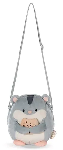 Bolso bandolera mymochi Hámster Shai de 16 x 17 cm, gris, moderno bolso kawaii cruzado con adorable diseño de peluche - 61819