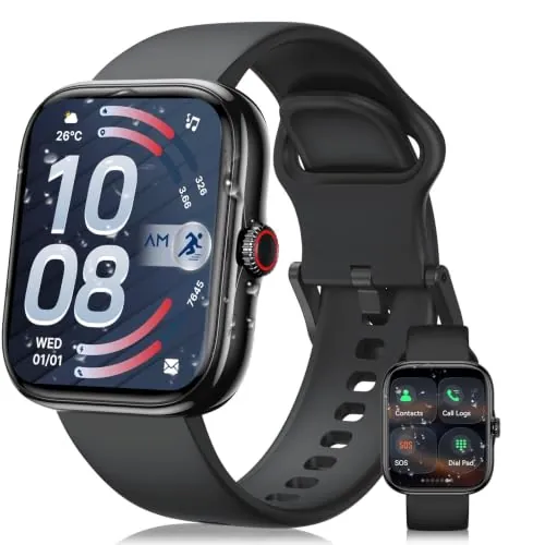 Reloj Inteligente Hombre Mujer con Llamadas, 1.85'' 60Hz Smartwatch Hombre | Monitor de Frecuencia Cardiaca/VFC/SpO₂/Sueño/Estrés, IP68 Reloj Deportivo Hombre con 130+ Modos Deportivos para Android iOS
