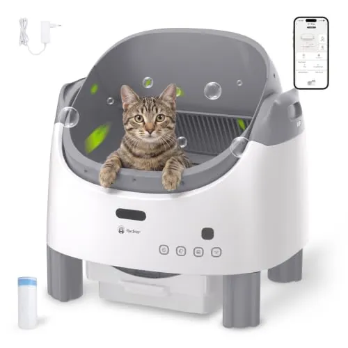 Redkey X1 MAX Arenero Gatos Autolimpiable Abierto, XXL Arenero Automático para Hogares con Múltiples Gatos con Control por App, Multi-Sensores de Seguridad, Protección Anti-Atrapamiento
