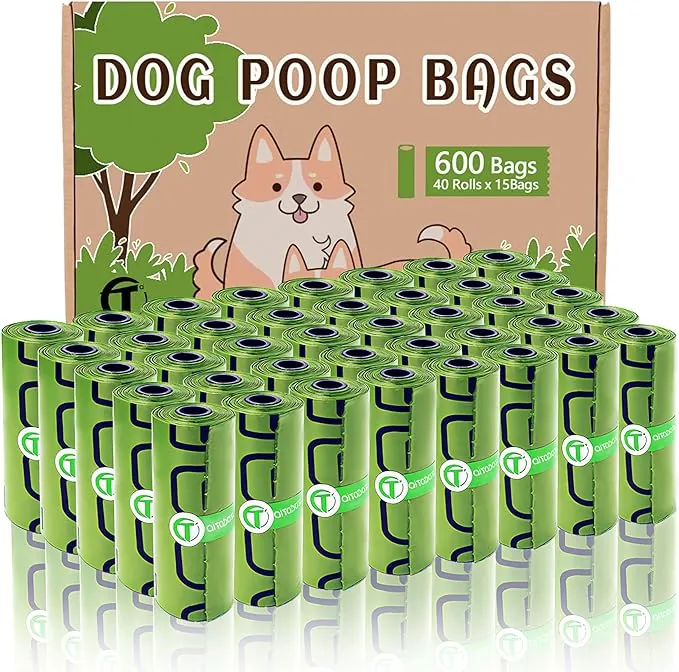 AiTodos® 600PCS Bolsas Caca Perro, Verde - Bolsas Excrementos Perros - Adecuado Salir de Casa, 31 * 22CM, Polietileno-Material, Portátil (40 Rollos, 15 por Rollo) -Poop Bags