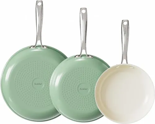 Redchef Sartenes De Cerámica Sin Teflón, Juego De Sartenes De Inducción, Sartén De Cerámica Sin Ptfe Y Pfoa, 20/24/28 Cm, Sartén De Cerámica Para Todo Tipo De Fuegos, Apta Para Horno, Lavavajillas