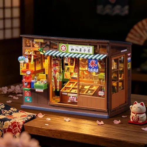 Rolife Book Nook Kit Casas Miniaturas para Montar Nostalgic Corner Shop Puzzle Madera 3D Adultos con Luces Decoracion Hogar Libro Maquetas para Construir Adultos Regalo para Madre Niños