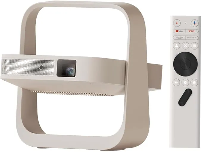 XGIMI Elfin Flip Plus Proyector Portátil, 500 Lúmenes ISO, Resolución 1080P, Google TV con Netflix Oficial, Soporte 150°, Altavoces Integrados de 2 x 3W, WiFi, Bluetooth, Adaptación a la Pantalla