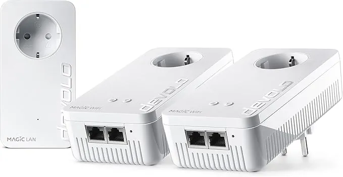 devolo Magic 2 WiFi 6 Next Multiroom Kit, Adaptador WiFi Powerline, hasta 3.000 Mbps, Toma Mesh WiFi, 2X conexión Gigabit LAN, Punto de Acceso, Blanco