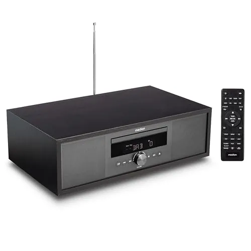 MEDION P64145 Sistema de Audio Todo en uno (Dab+, CD, MP3, Radio FM PLL, USB, Sistema Compacto, diseño Elegante, función de Alarma, Temporizador para Dormir) Antracita