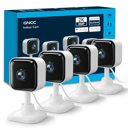 GNCC 2K Camara Vigilancia WiFi Interior 2.4G/5G con Visión Nocturna(4-Pack)