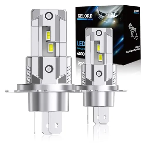 XELORD H4 Bombillas LED 55W 14000LM 6500K Luz Blanca Fría 2 Uds | Repuesto directo para faros de coche: diseño 1:1 Plug & Play, alta luminosidad y haz preciso.