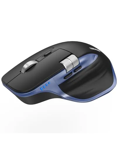 TECKNET Ratón Inalámbrico Bluetooth con Rueda Lateral, Recargable, Azul