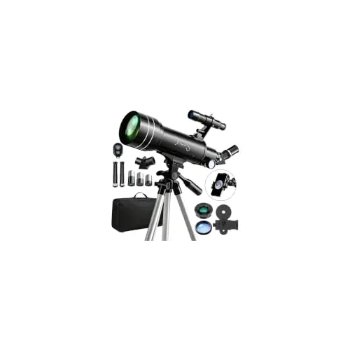Telescopio Astronómicos Niños Adultos, Telescopio Refractor Portátil Profesional 70mm de Apertura/400mm, 200x, con Filtro Solar Lunar Buscador Bolsa para Principiantes Observación Terrestre Lunar Sol