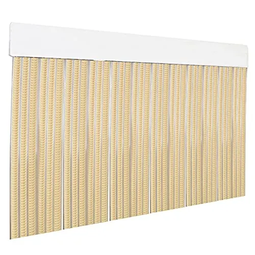 HOME MERCURY – Cortina Plana para Puerta Exterior o Interior, Material PVC – Libre de Insectos (210x90CM, Vainilla+Filo Transparente P14)