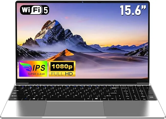 NAIKLULU 15.6 Pulgadas Ordenador Pc Portatil Computadora Processor 4425Y, RAM 8GB SSD 256GB 2026 Laptop, 5000Mah/1920x1080P/Webcam/Ranura para Tarjeta TF