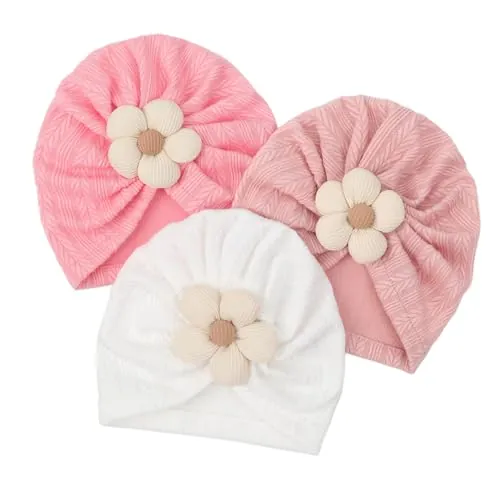 DRESHOW 3 PCS Sombreros y Gorras para Bebés Niño Niña Infantil Turbante Niño Bebé Nudo Sombrero Beanie Gorro