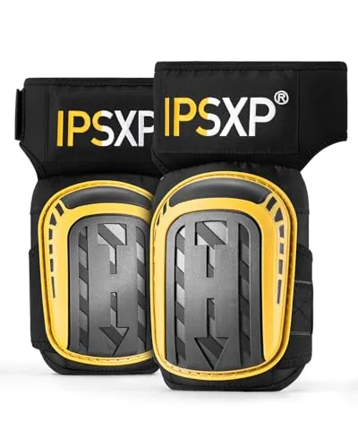 IPSXP Rodilleras de Trabajo, Rodilleras Profesionales para el Trabajo, Almohadillas de Gel de Precisión para la Rodilla, para la Construcción, Jardinería, con Fuertes Correas Dobles y Fácil Fijación
