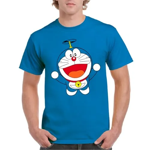 Gato Cósmico - Camiseta Manga Corta (FR/ES, Letras, M, Regular, Regular, Azul)