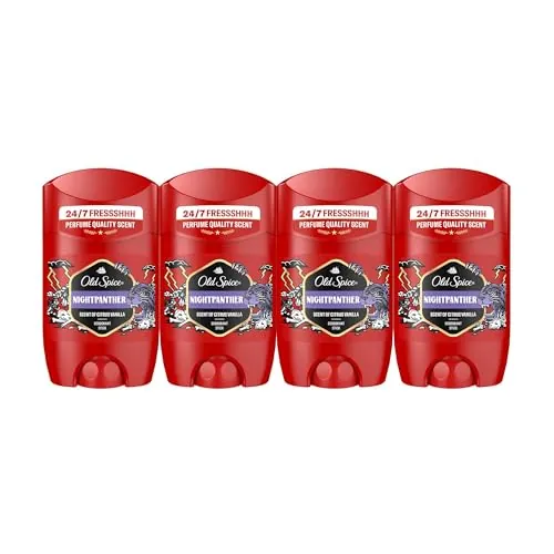 Old Spice Night Panther Desodorante En Barra Para Hombres 4x50ml, Fresco 24 Horas, Todos Los Días Con Uso Diario, Perfume Duradero, Fragancia Excepcional, Protección Contra El Mal Olor