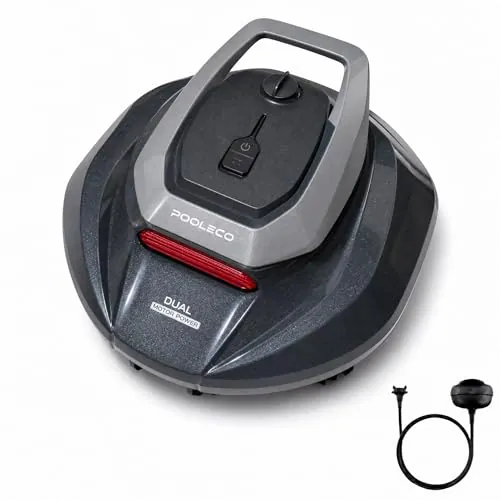 Pooleco 10 Robot Limpiafondos Automático sin Cable, 90Min, 80m², Recogida sin Palo, Autoaparcamiento, 2 Motores, Fácil de Usar para Piscina Elevada y Enterrada