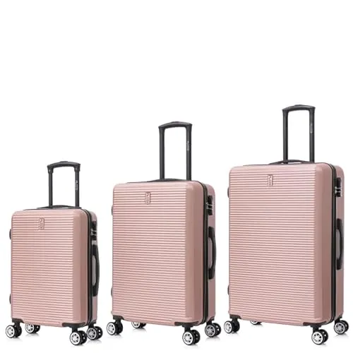 CELIMS - Set Maletas Rígidas 3 Piezas | Cabina + Mediana + Grande | 55x35x25 cm + 65cm + 75cm | Juego de 3 Maletas | Oro Rosa