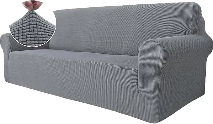 Ystyle Funda Sofa 3 Plazas, Ajustables Fundas Sofa Elasticas, Protector Sofa Gatos Arañazo y Perros Mascotas, Funda de Sofá con Reposabrazos Antideslizante Antimanchas Lavable, Gris Claro